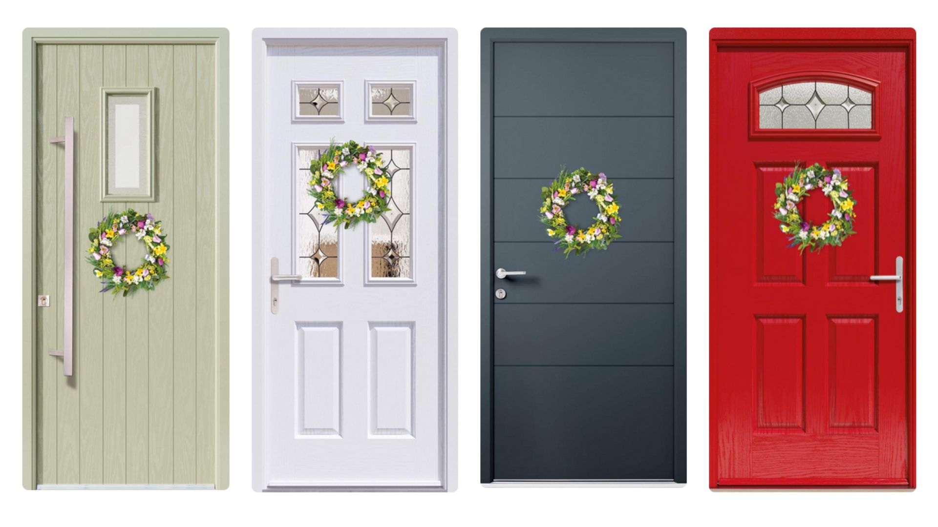 4 apeer doors with wreaths and magic wreath holder. Promotion image