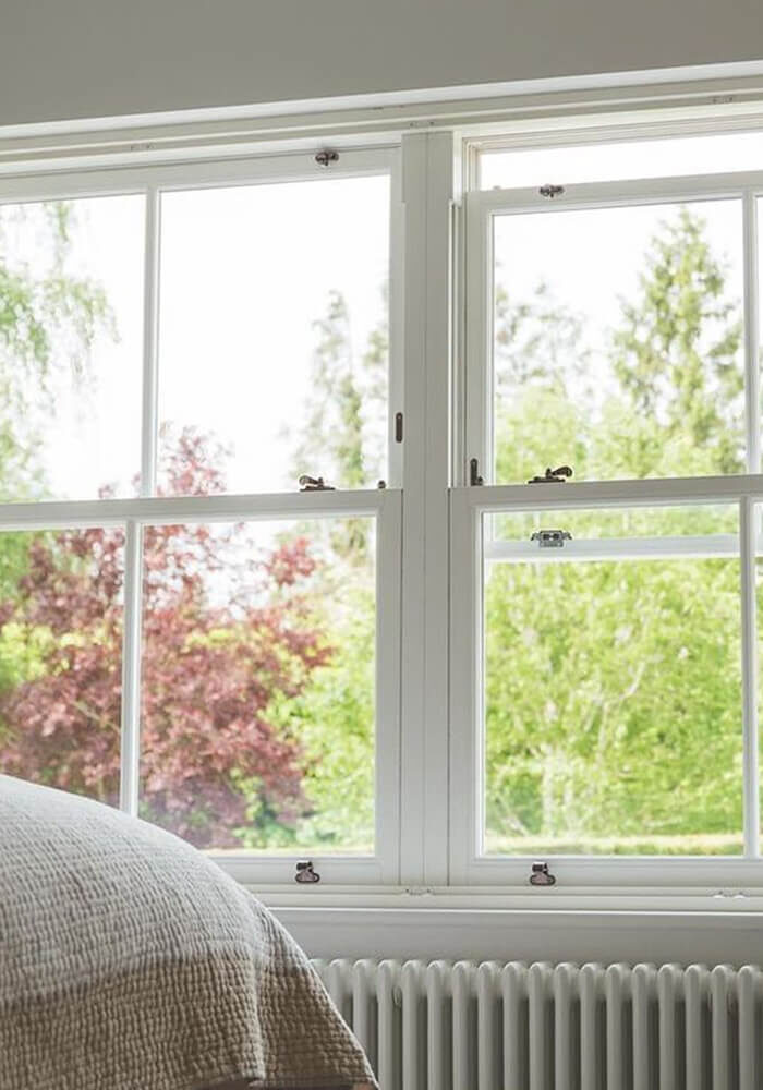 Close-up of ultra-slim 35mm meeting rail on a Fairco Heritage Sash